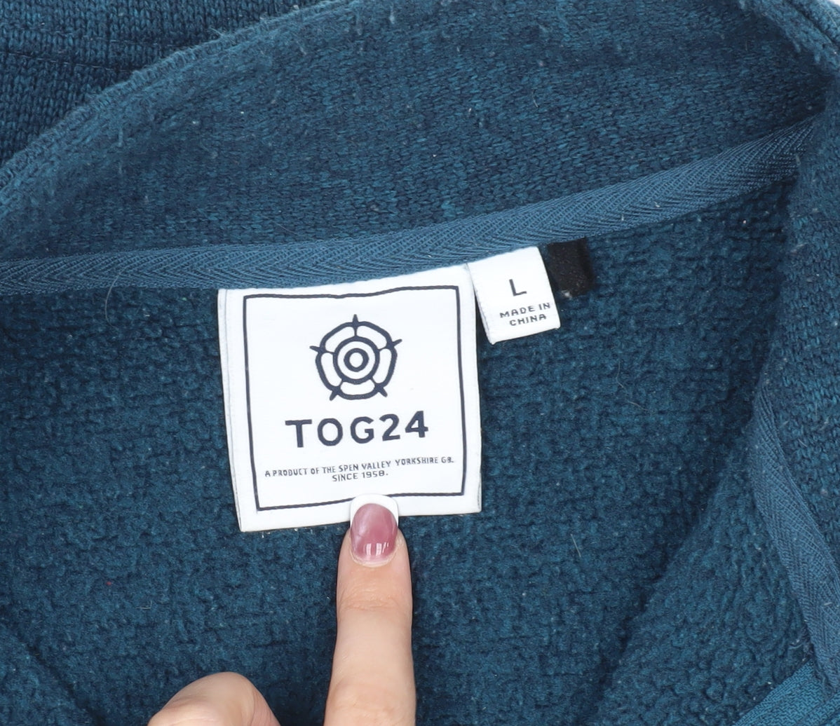 TOG24 Men's Blue Pullover High Neck Zip Sweatshirt L