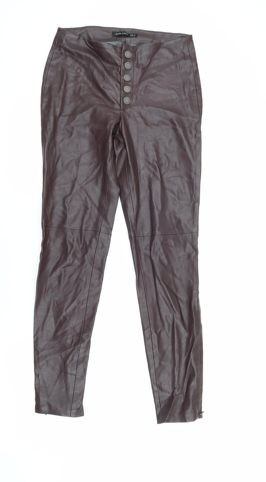 Zafa Lasic Women's Brown Faux Leather Trousers