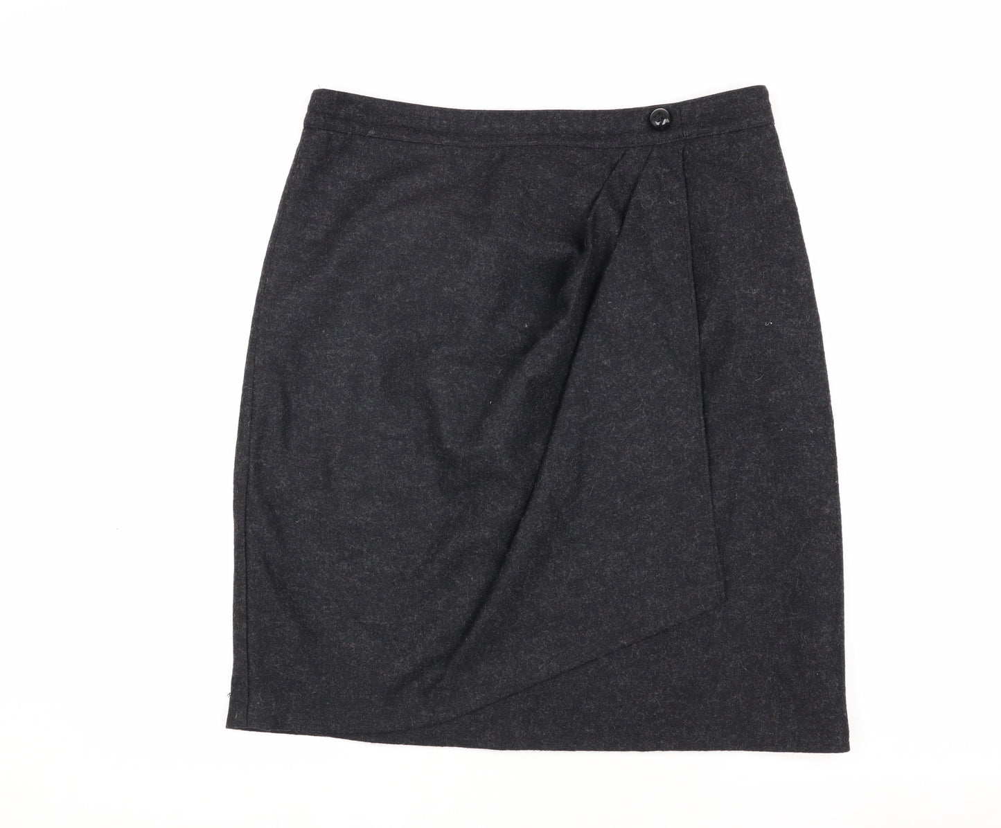 Hobbs Women's Black Pencil Skirt Size 14 Button Accent
