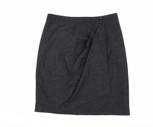 Hobbs Women's Black Pencil Skirt Size 14 Button Accent