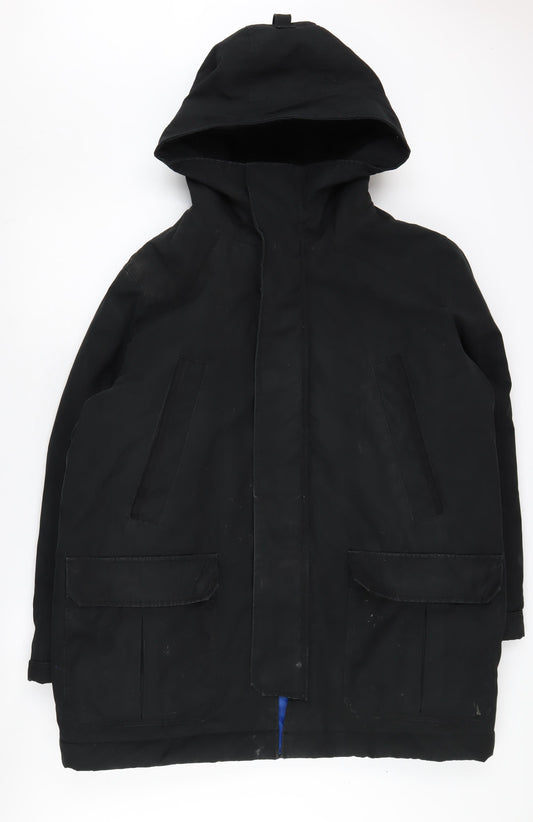 GAP Men's XL Black Parka Jacket, Hooded, Mid-Length