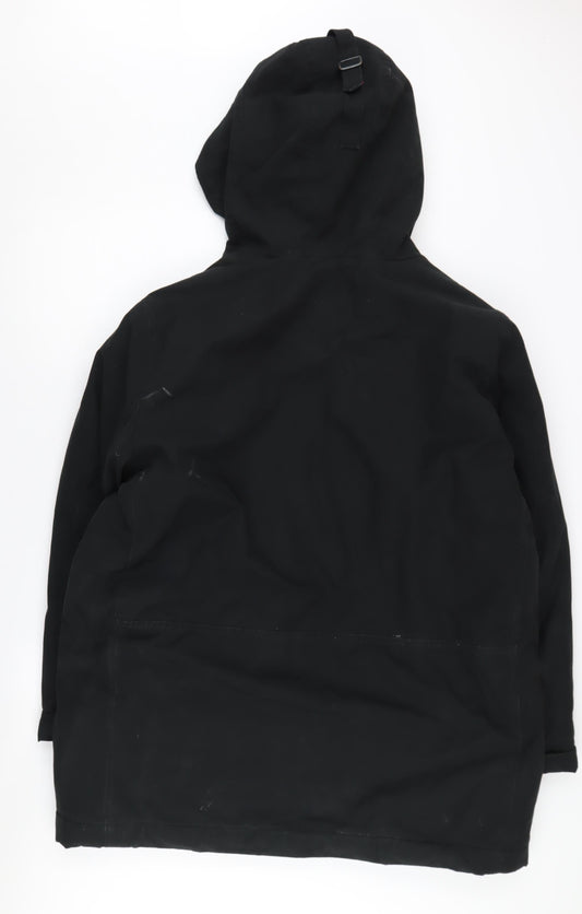 GAP Men's XL Black Parka Jacket, Hooded, Mid-Length