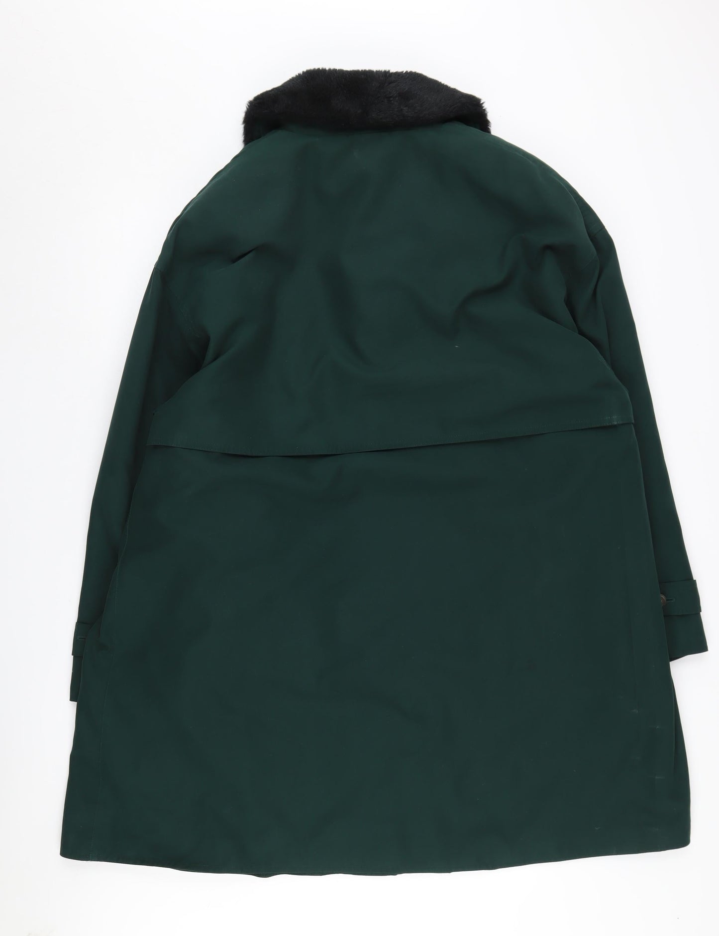 Viyella Women's Green Overcoat M/L Faux Fur Collar