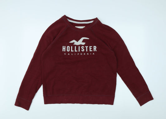 Hollister Women's Red Logo Pullover Sweatshirt M
