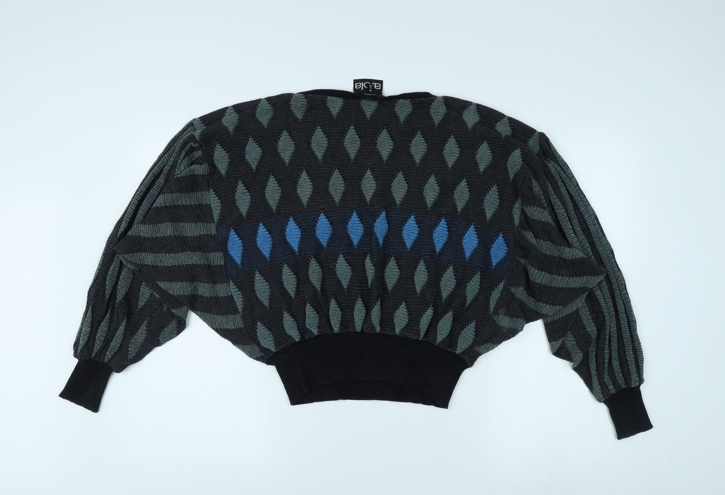 Aiola Women's Black Geometric Pullover Jumper Size 12