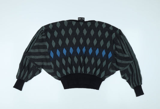 Aiola Women's Black Geometric Pullover Jumper Size 12