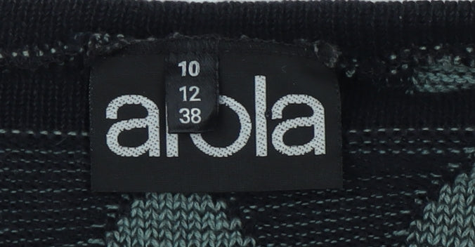 Aiola Women's Black Geometric Pullover Jumper Size 12