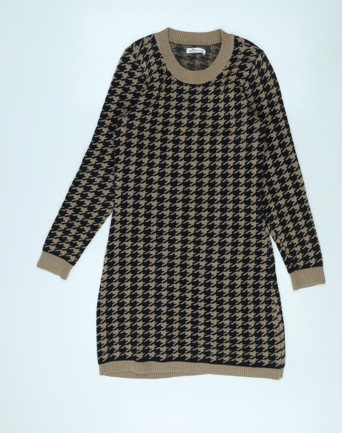 Hollister Women's Beige Black Pullover Jumper L