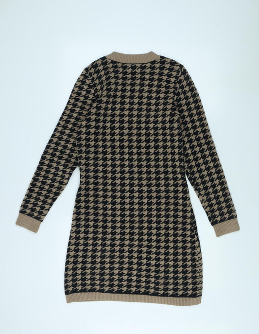 Hollister Women's Beige Black Pullover Jumper L