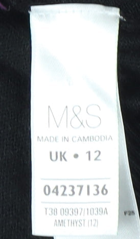 Marks and Spencer Women's Purple Striped Pullover Jumper - Size 12