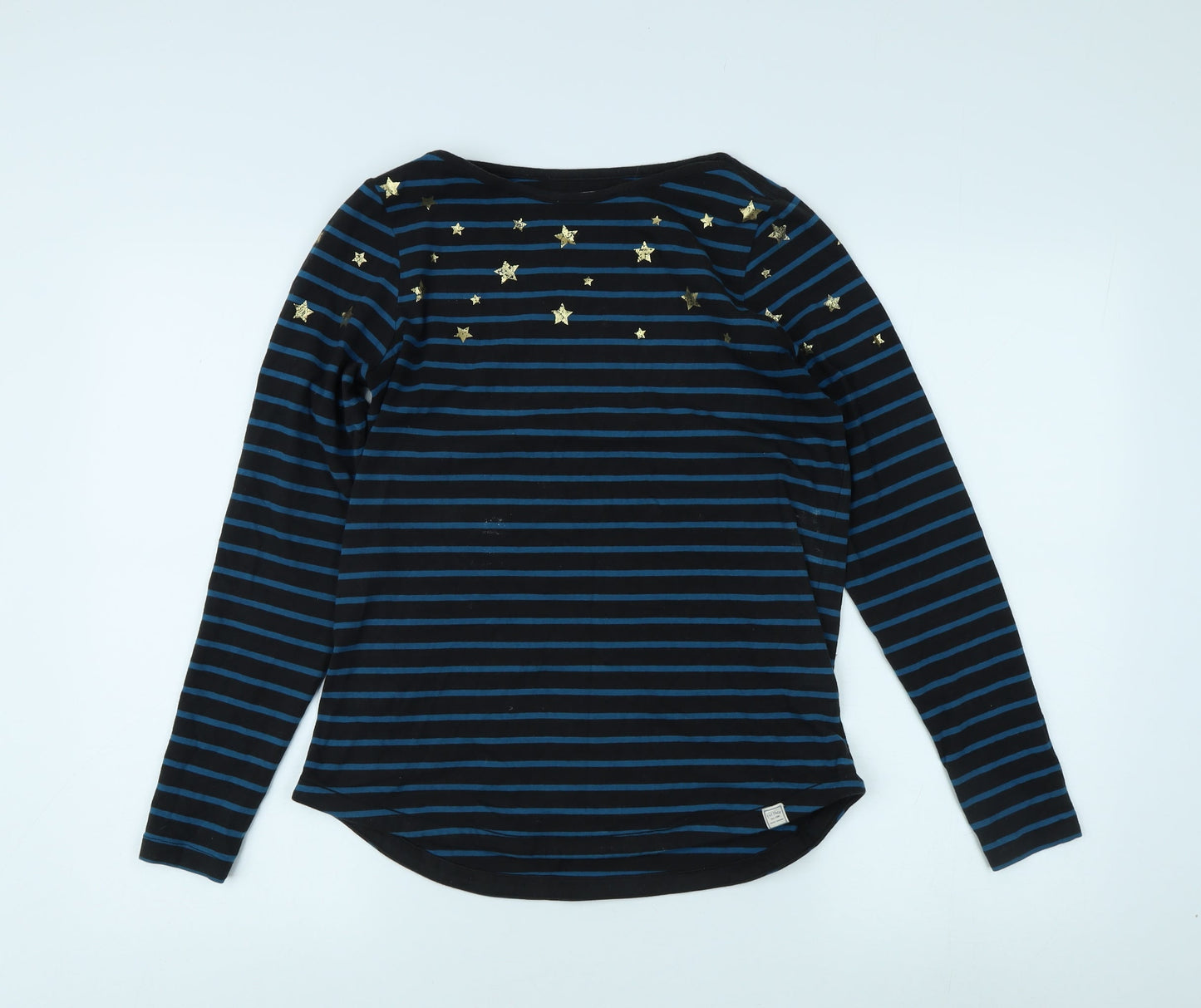 Fat Face Women's Black Striped Long Sleeve Top Size 10