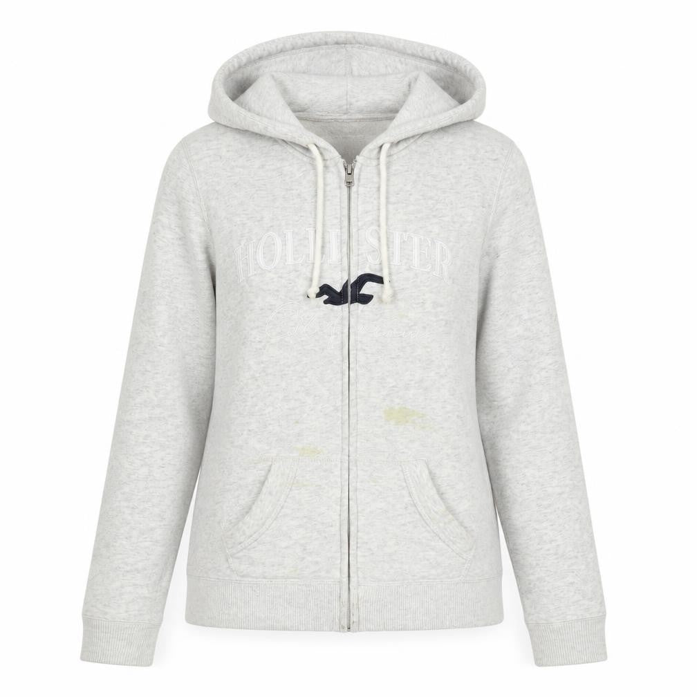 Womens UK Size XS Regular Hollister Grey Cotton Blend Jacket