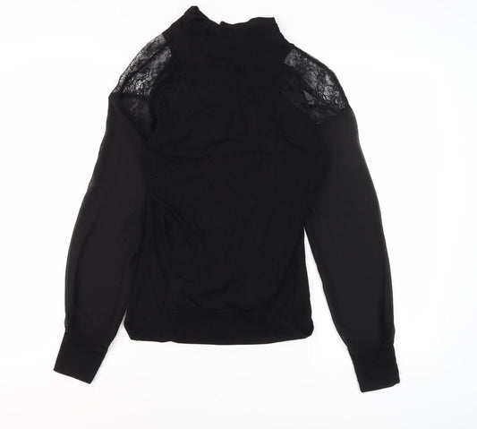 Karen Millen Women's Black Lace Accent Blouse Size 12