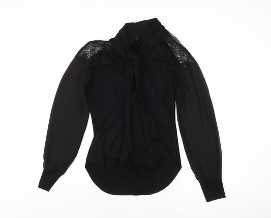 Karen Millen Women's Black Lace Accent Blouse Size 12