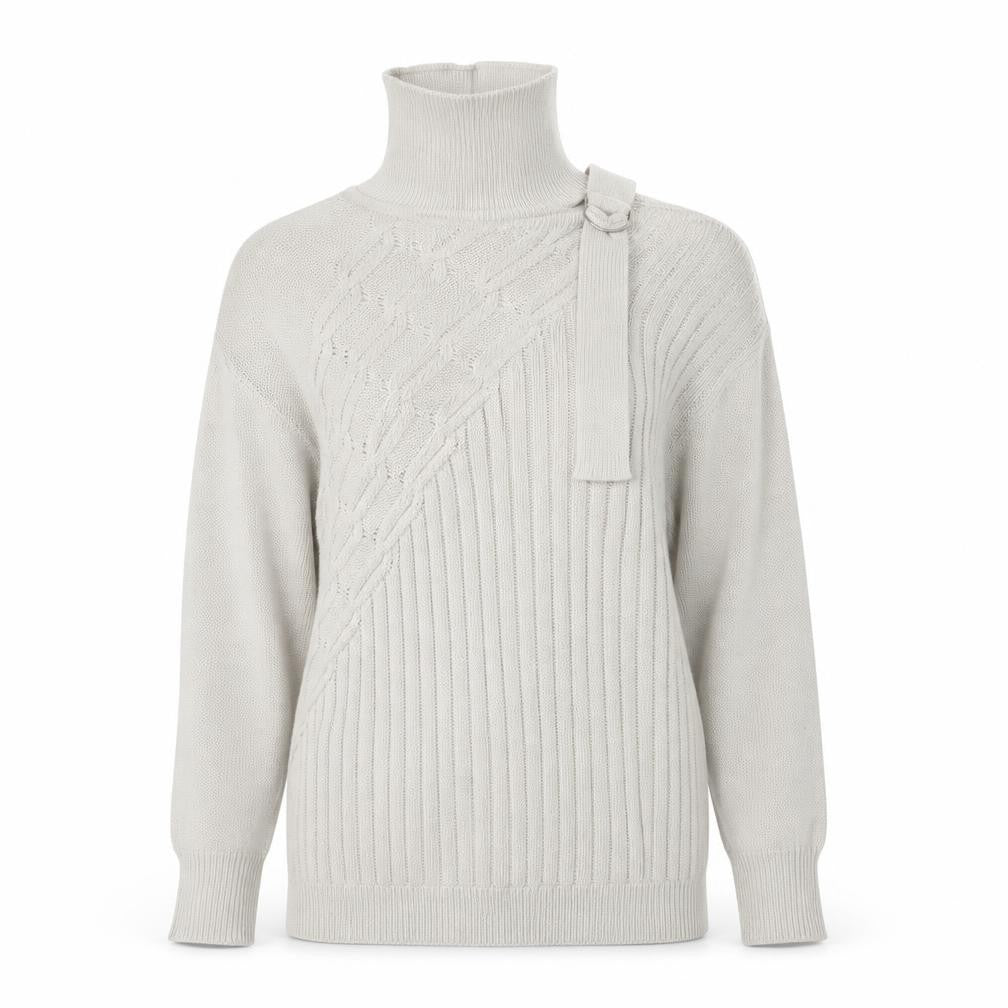 Misslook Women's Ivory Cable-Knit Jumper, Size S