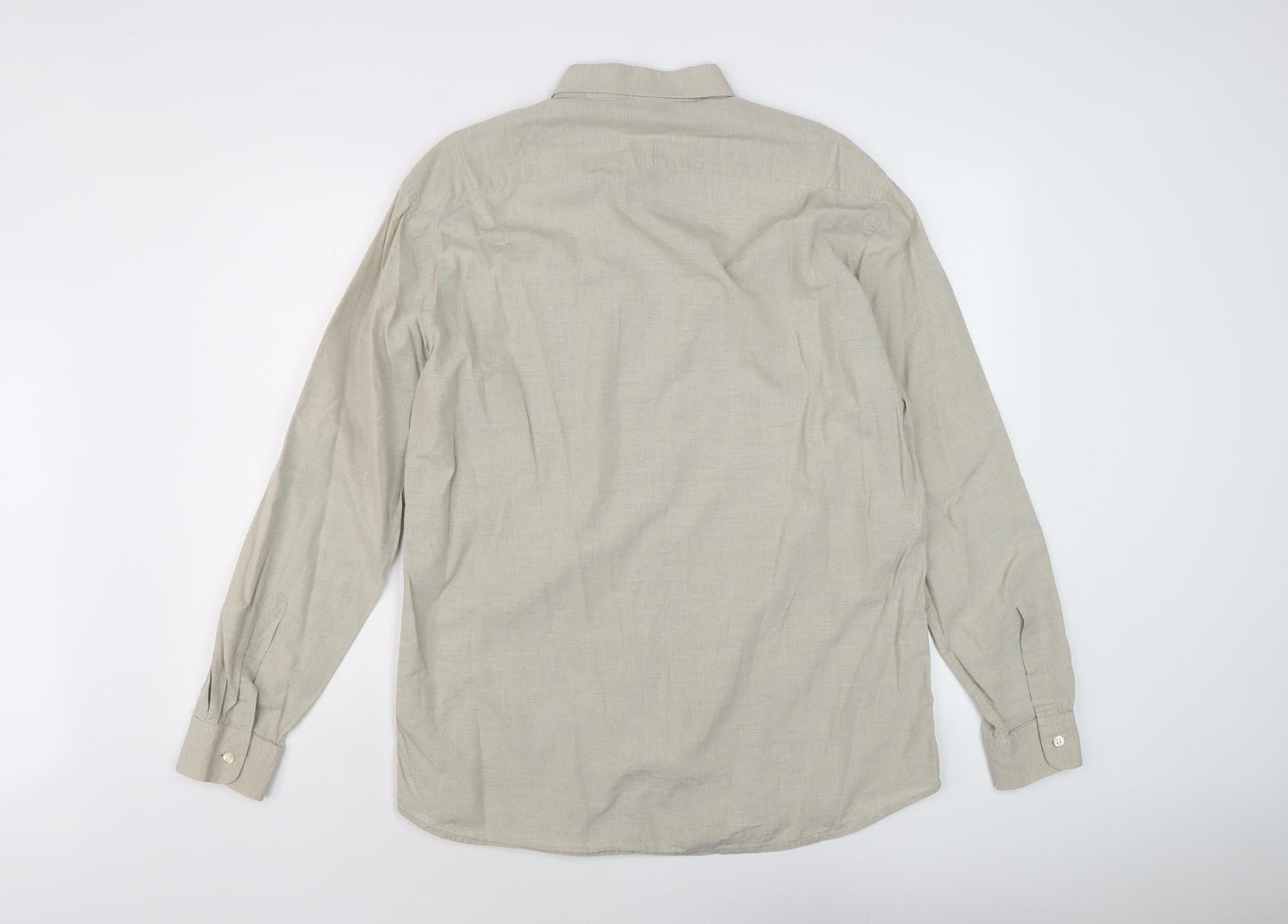 Hugo Boss Men's Beige Long Sleeve Button-Up Shirt