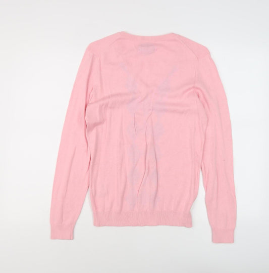 Tommy Hilfiger Women's Pink Argyle Pullover Jumper M