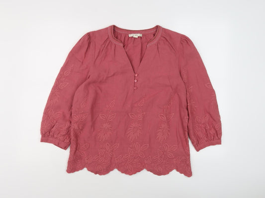 White Stuff Women's Red Embroidered Blouse Size 8