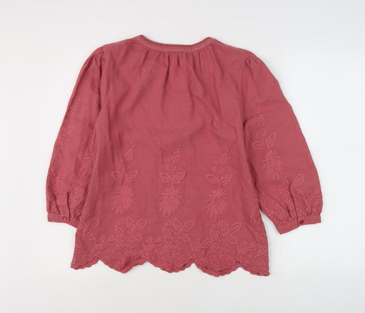 White Stuff Women's Red Embroidered Blouse Size 8