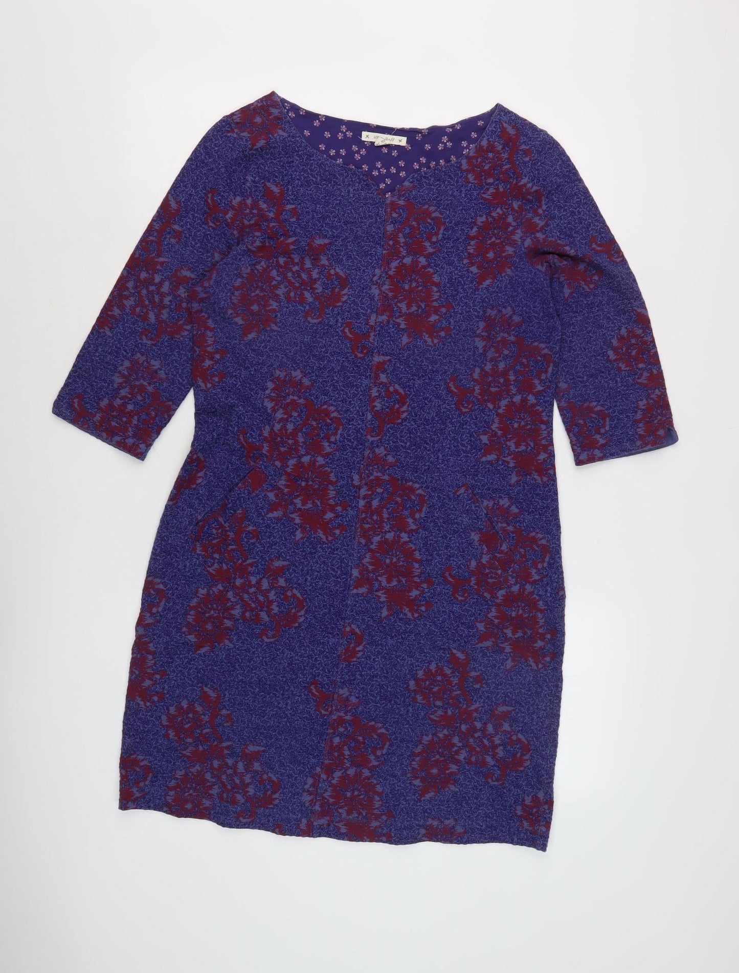 White Stuff Women's Purple Floral Shift Dress Size 10