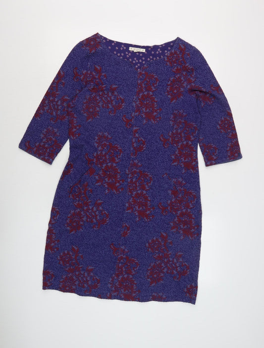 White Stuff Women's Purple Floral Shift Dress Size 10