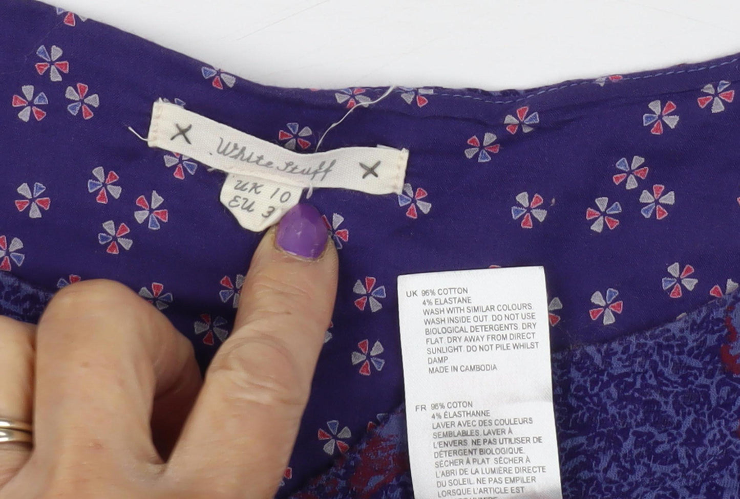 White Stuff Women's Purple Floral Shift Dress Size 10