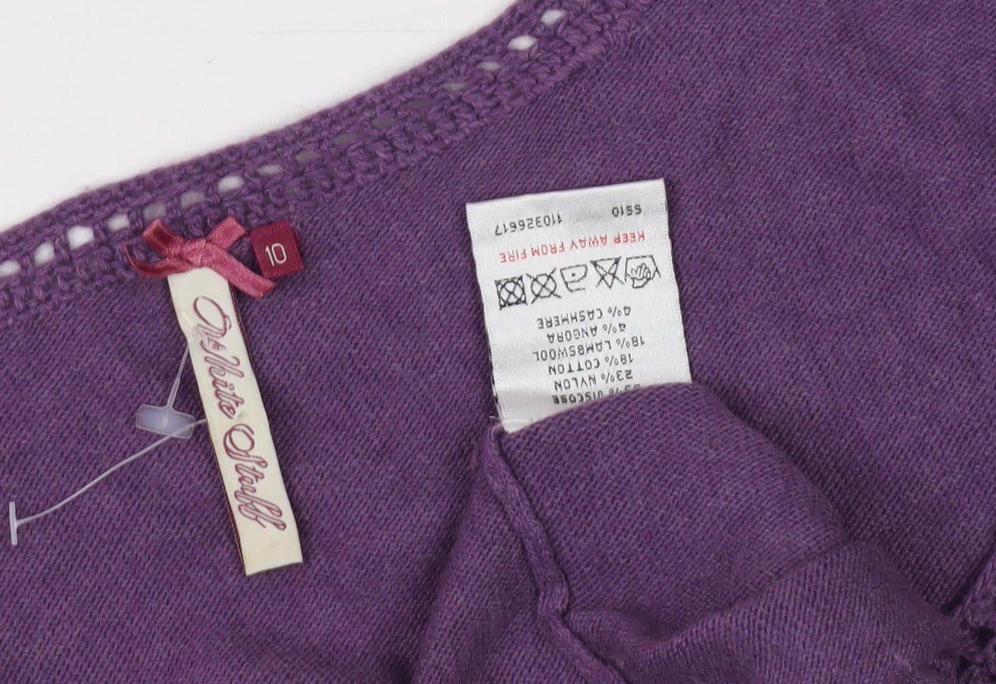 White Stuff Women's Purple Henley Scoop Neck Jumper Size 10