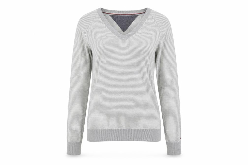 Womens UK S Regular Tommy Hilfiger Grey Pullover Tight-Knit