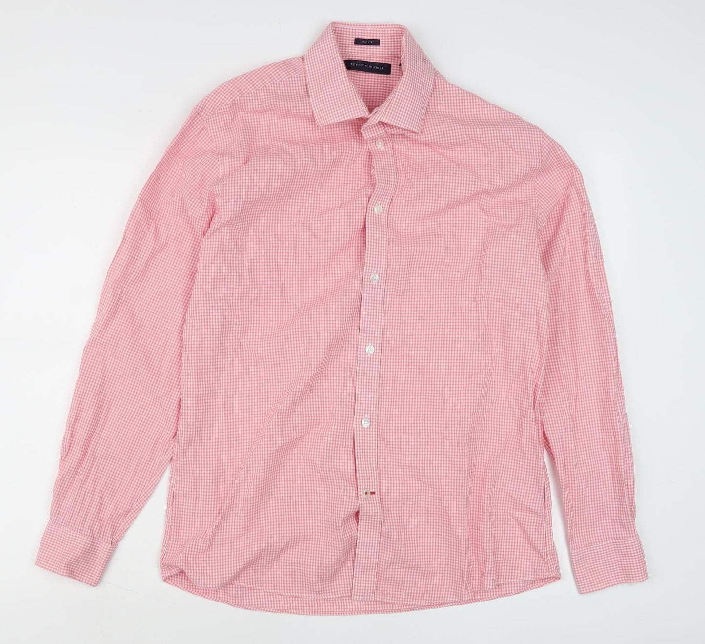 Tommy Hilfiger Men's Pink Check Slim Fit Shirt M