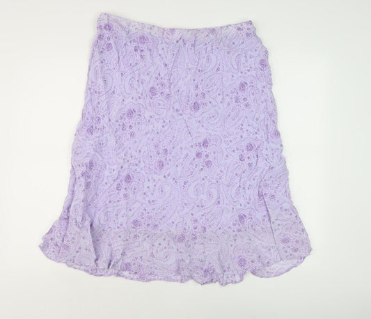 Perterex Women's Purple Paisley Midi Skirt, Size 18
