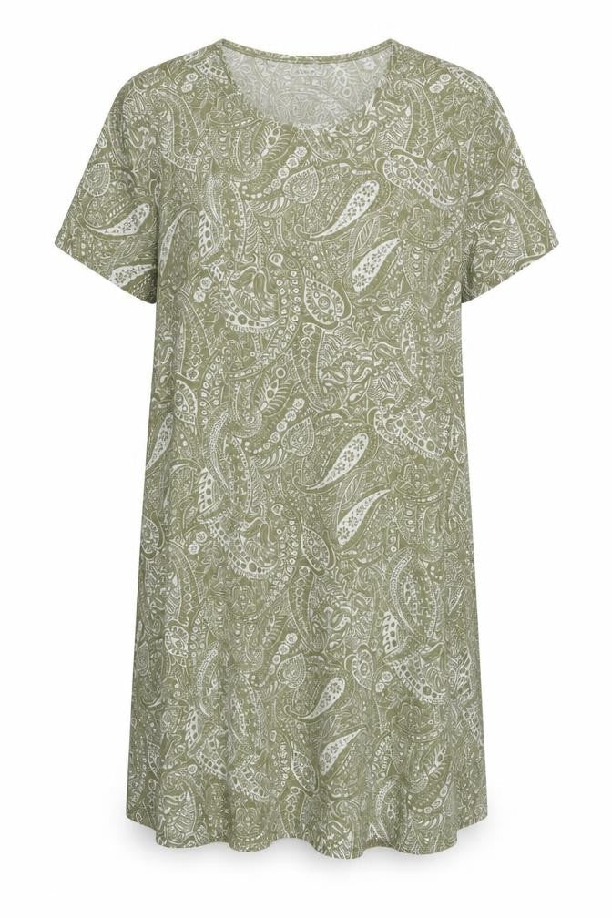 Damart Women's Green Paisley T-Shirt Dress L