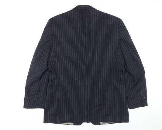 Next Men's Blue Striped Blazer 44L Regular Fit Jacket