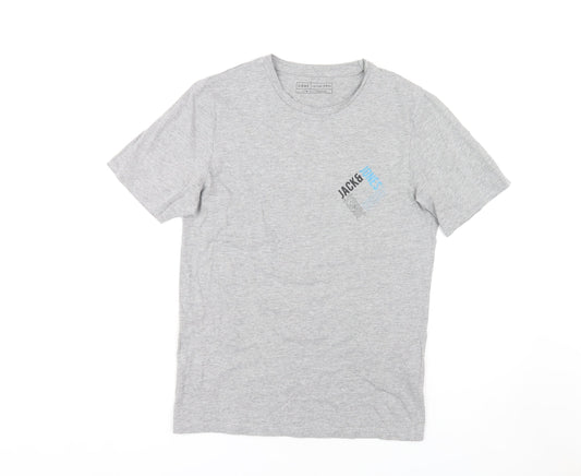 Jack & Jones Men's Grey Crew Neck T-Shirt, Size S