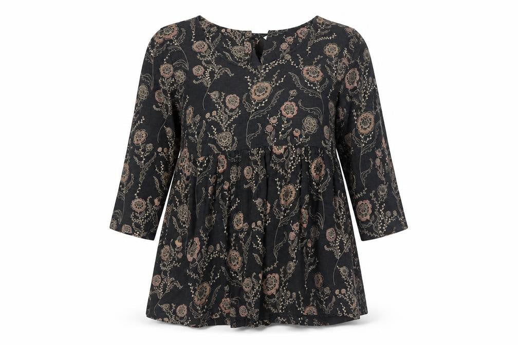 Womens UK Size 10 FatFace Black Cotton Blend Blouse