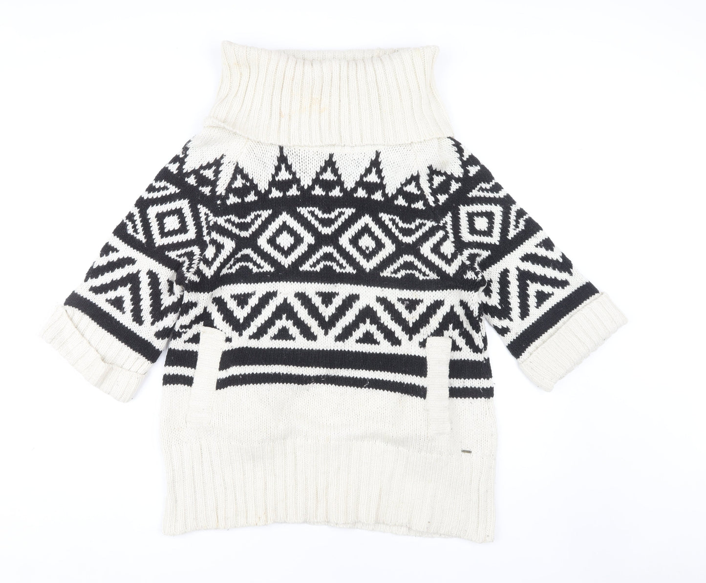 Animal Women's Black Cowl Neck Geometric Jumper Size 14