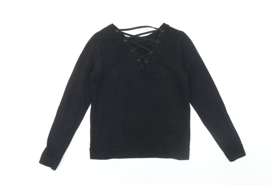 Jacqueline de Yong Women's Black Lace-Up Sweatshirt S