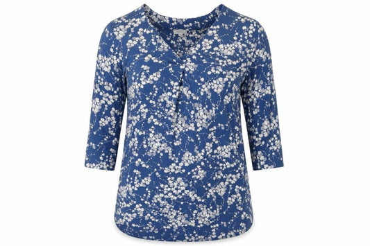 FatFace Women's Blue Floral Blouse UK 6 V-Neck 3/4 Sleeve