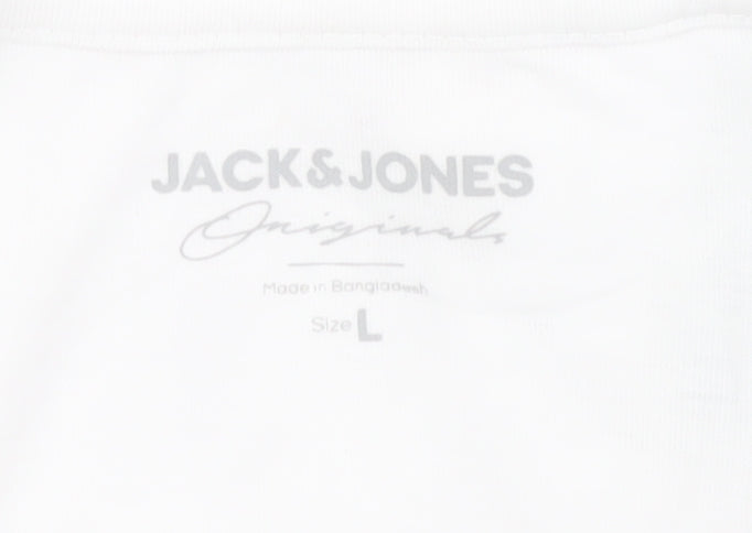 Jack & Jones Men's White Graphic Print T-Shirt L