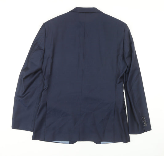 T.M.Lewin Men's Blue Blazer 38R Regular Fit Wool
