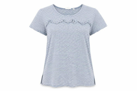 FatFace Women’s Blue Striped T-Shirt, Size S, Cotton