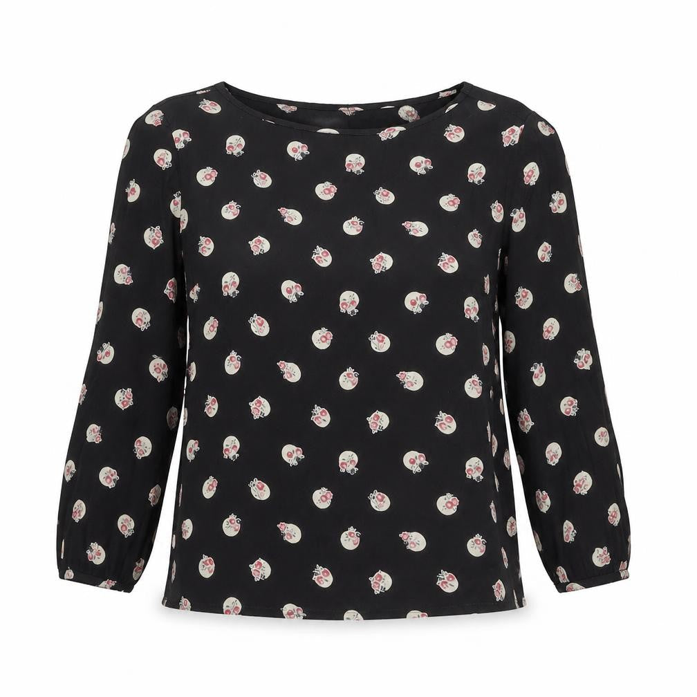 Womens UK Size 6 Cath Kidston Black Viscose Blouse