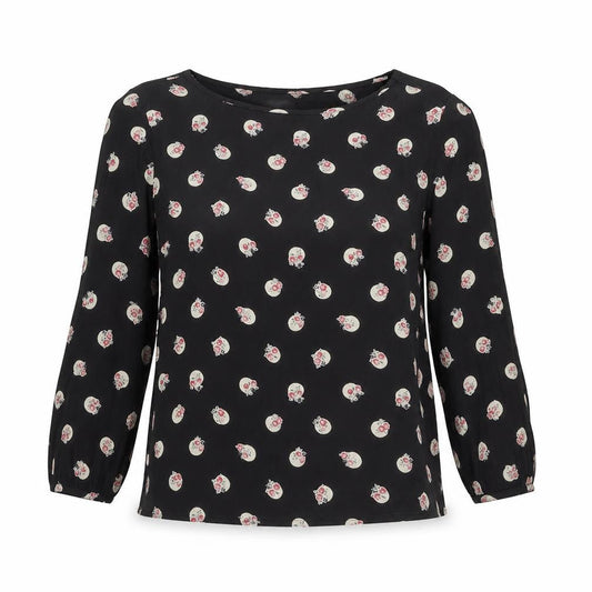 Womens UK Size 6 Cath Kidston Black Viscose Blouse