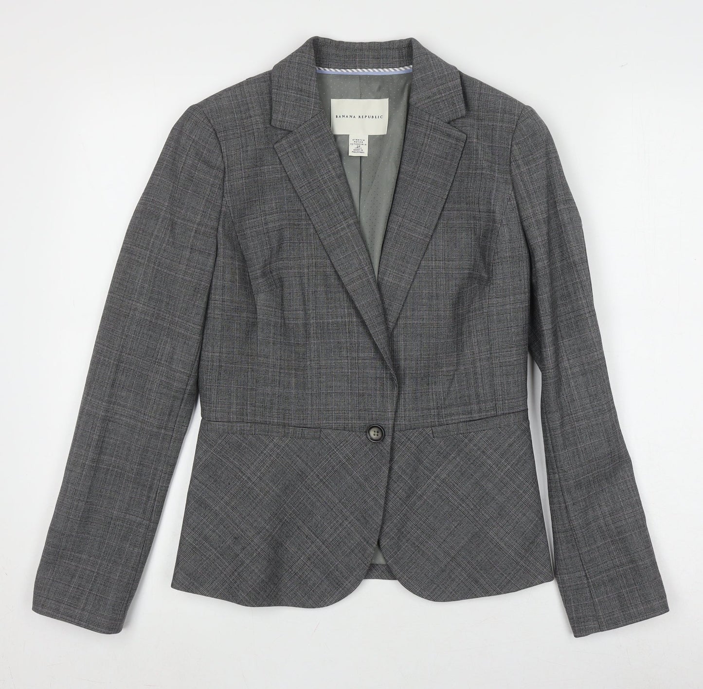 Banana Republic Women's Grey Blazer, Size 2, Check Pattern