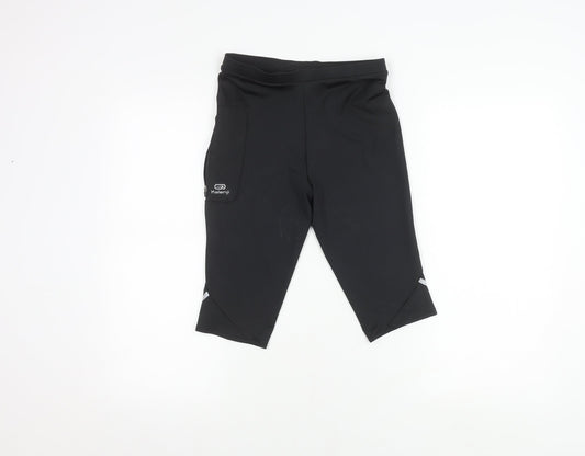 Decathlon Girls Black Running Shorts, Size 14 Years, Reflective