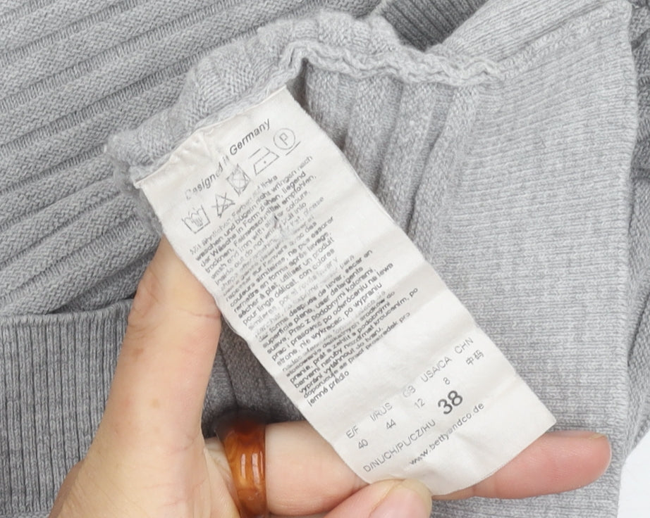 Betty & Co Women's Grey High Neck Jumper, Size 10