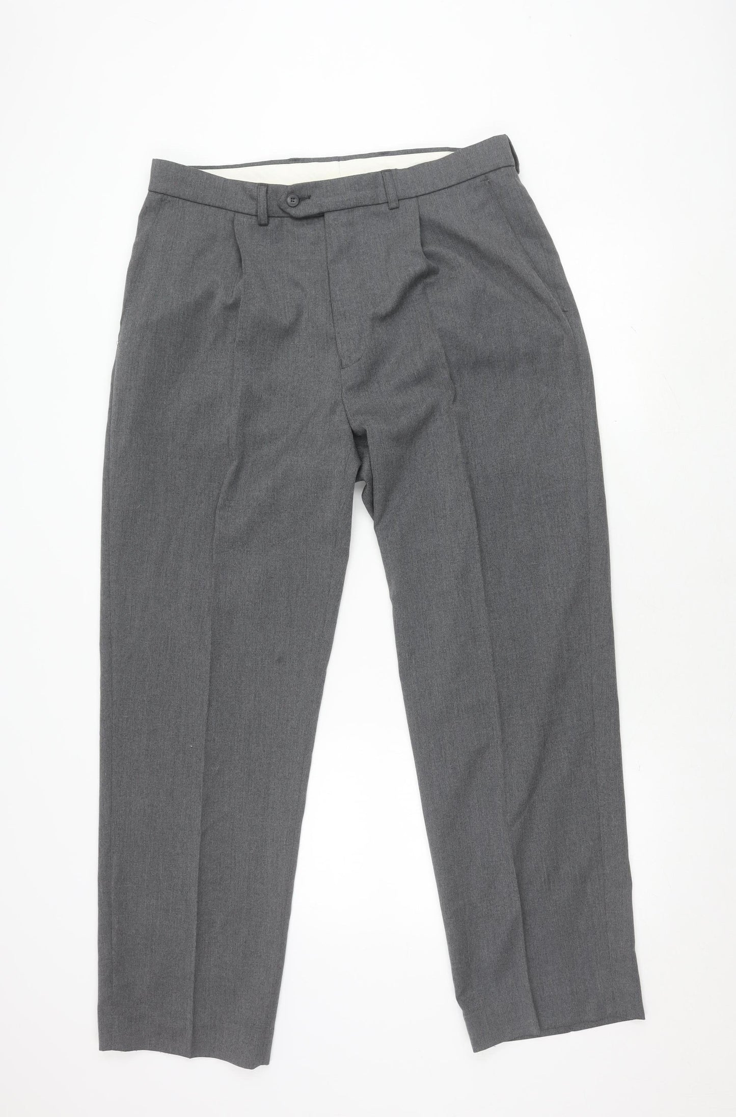 BHS Men's Grey Regular Fit Trousers S