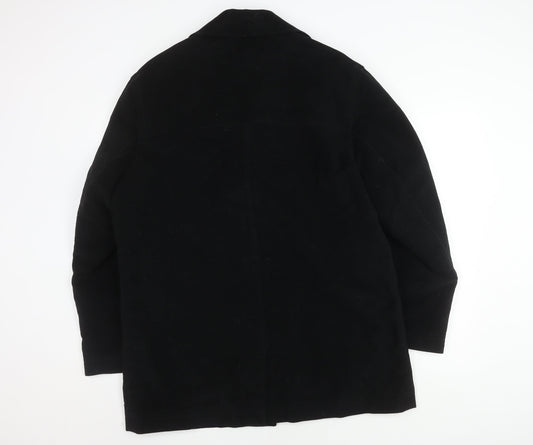 Marks and Spencer Women's Black Coat - Size L, Water Repellent