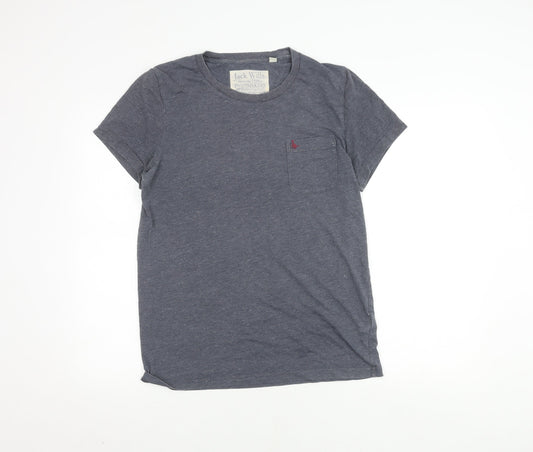 Jack Wills Men's Grey T-Shirt M Crew Neck Logo Accent