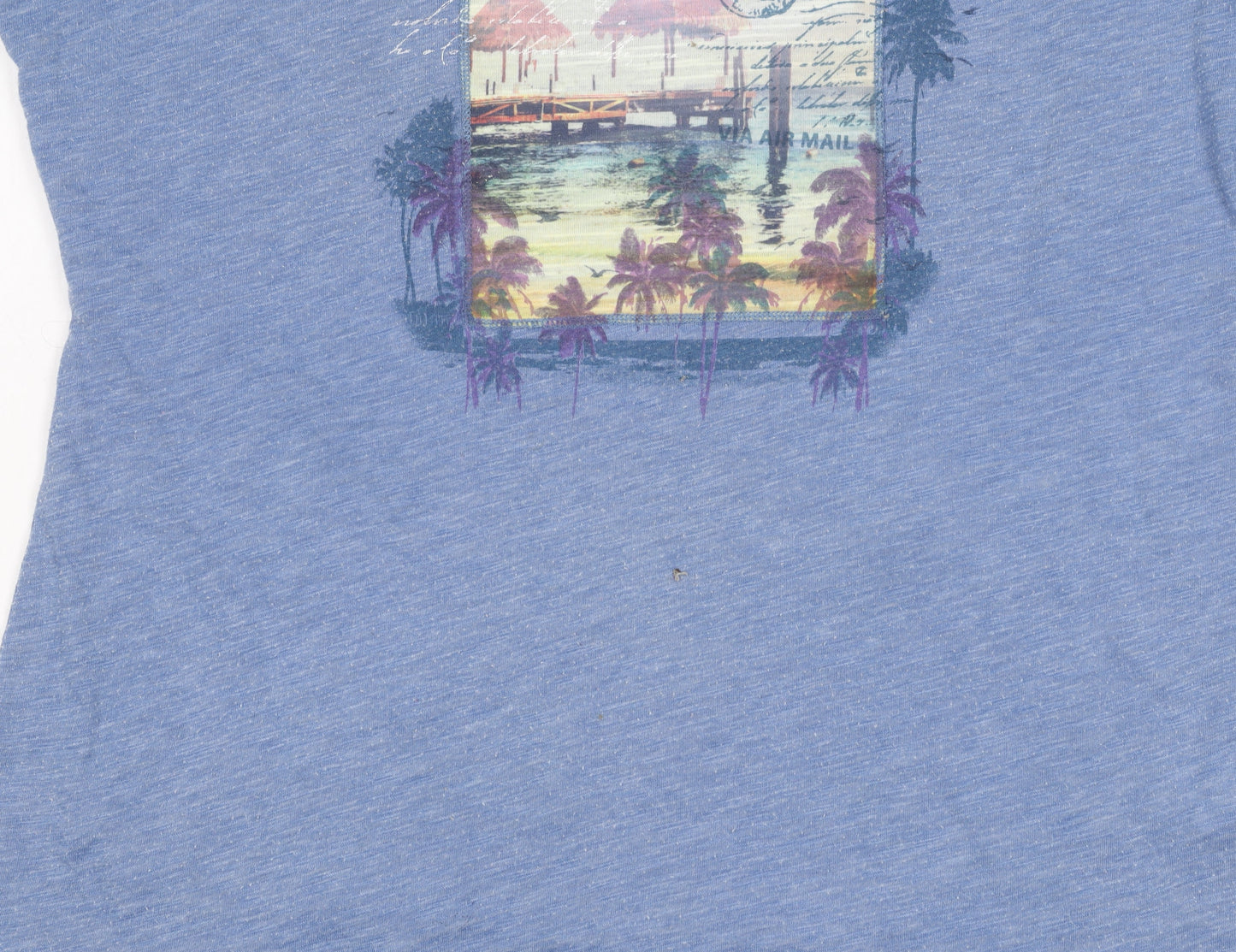 Marks and Spencer Women's Blue T-Shirt Size 12 Casual