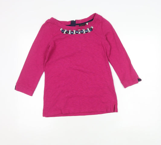 Joules Women's Pink XS Beaded Boat Neck Top